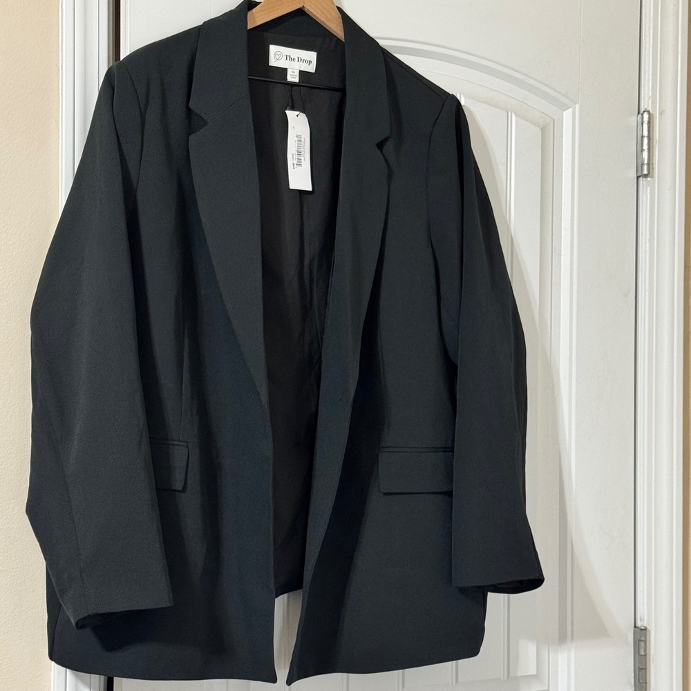 The Drop Blazer Womens 3X Black Blake Long Oversized Open Front New NWT Top 3X